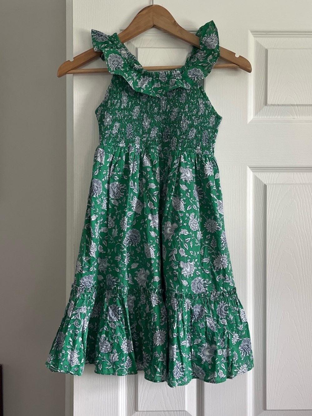 J.Crew Crew Cuts Girls' Green Floral Smocked Sundress